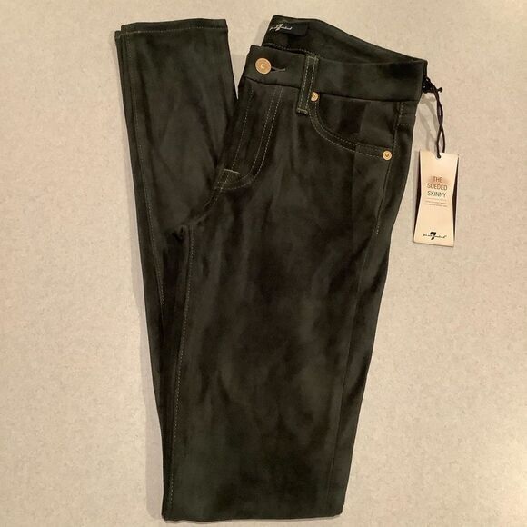 7 For All‎ Mankind Jeans 24 Sueded Skinny Juniper NWT - Picture 2 of 6